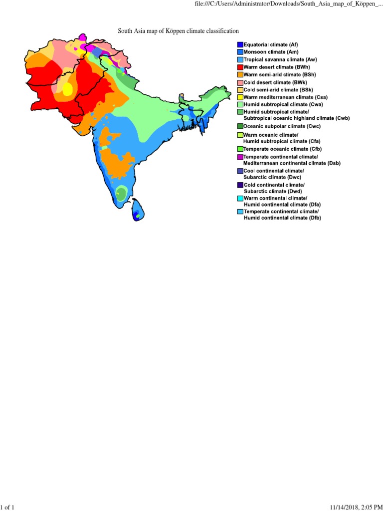 South Asia Köppen Climate Map | PDF