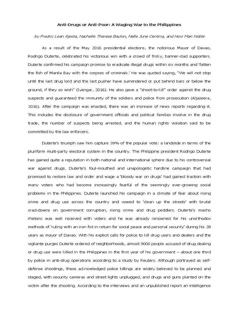 Philippines Drug War: Impact on the Poor | PDF | Rodrigo Duterte ...