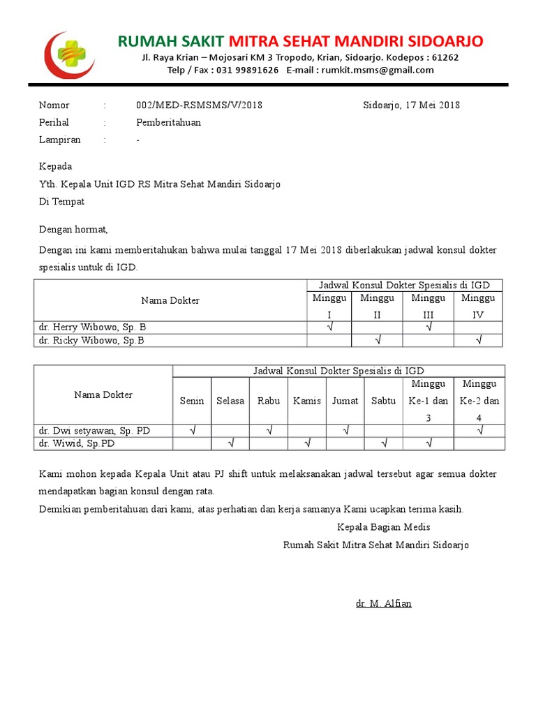 Contoh Surat Dokter Rsud Sidoarjo Princess65to50