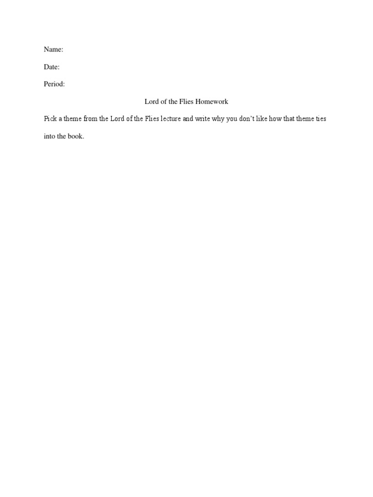 Lord of The Flies Homework | PDF | Language Arts & Discipline