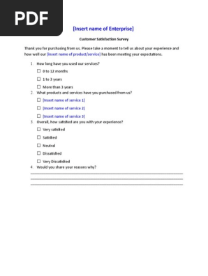 Customer Satisfaction Survey Example