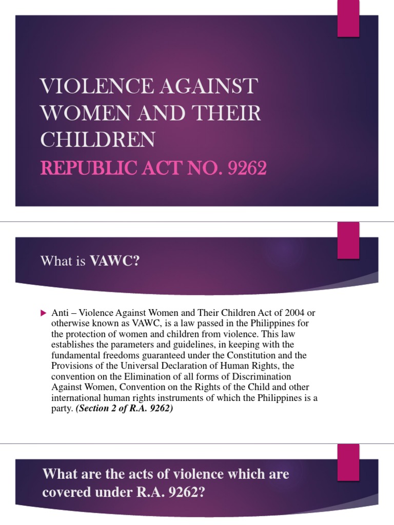 Violence Against Women and Their Children | PDF | Restraining Order ...