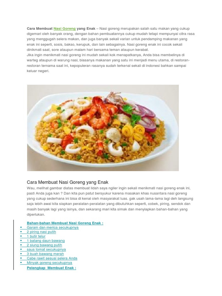 Cara Membuat Nasi Goreng