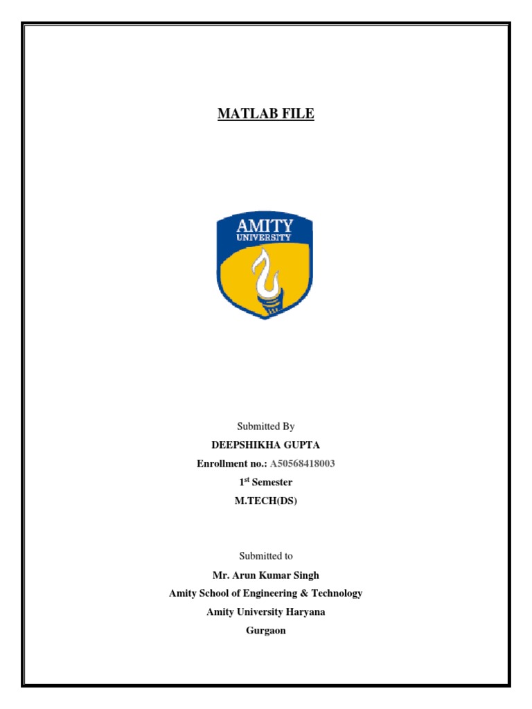 MATLAB File Submission - M.Tech DS | PDF