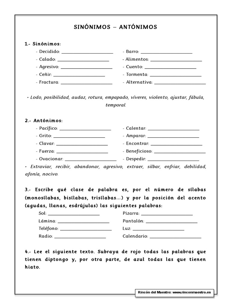 Ejercicios Lengua 5 Primaria | PDF | Ocio | Violencia