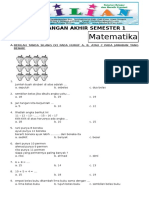 Soal UAS Matematika Kelas 1 SD Semester 1 (Ganjil) Dan Kunci Jawaban