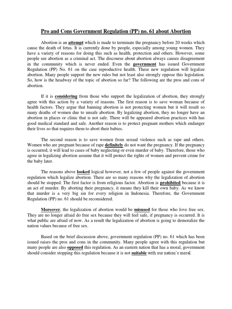 Pro and Cons Government Regulation (PP) No. 61 About Abortion PDF