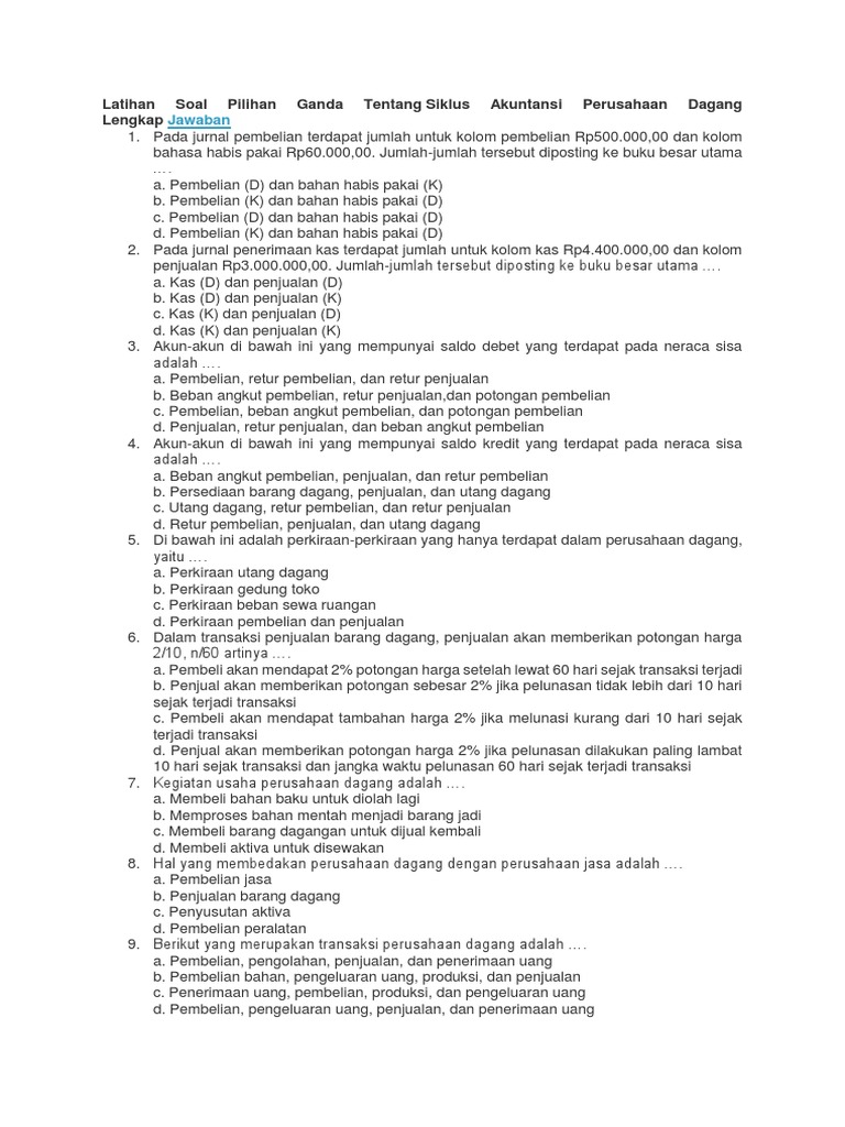 √ Contoh soal jurnal khusus perusahaan dagang pdf