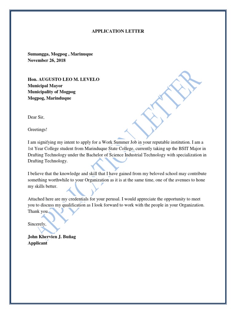 Application Letter To Apply Educational Stages Change