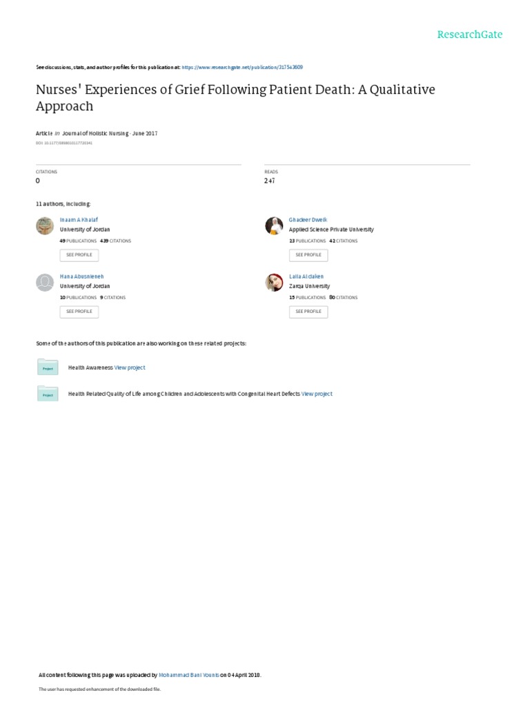 Nurses Experiences of Grief | PDF | Grief | Nursing