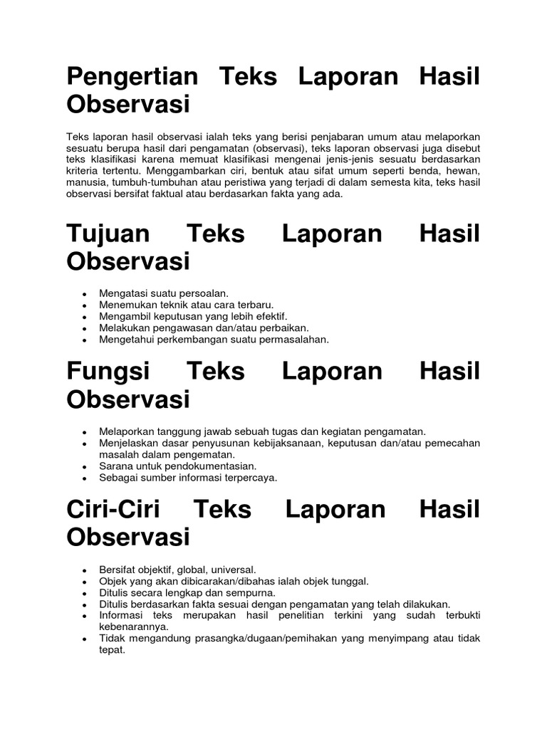 Mengapa Teks Laporan Hasil Observasi Harus Bersifat Faktual Seputar Laporan