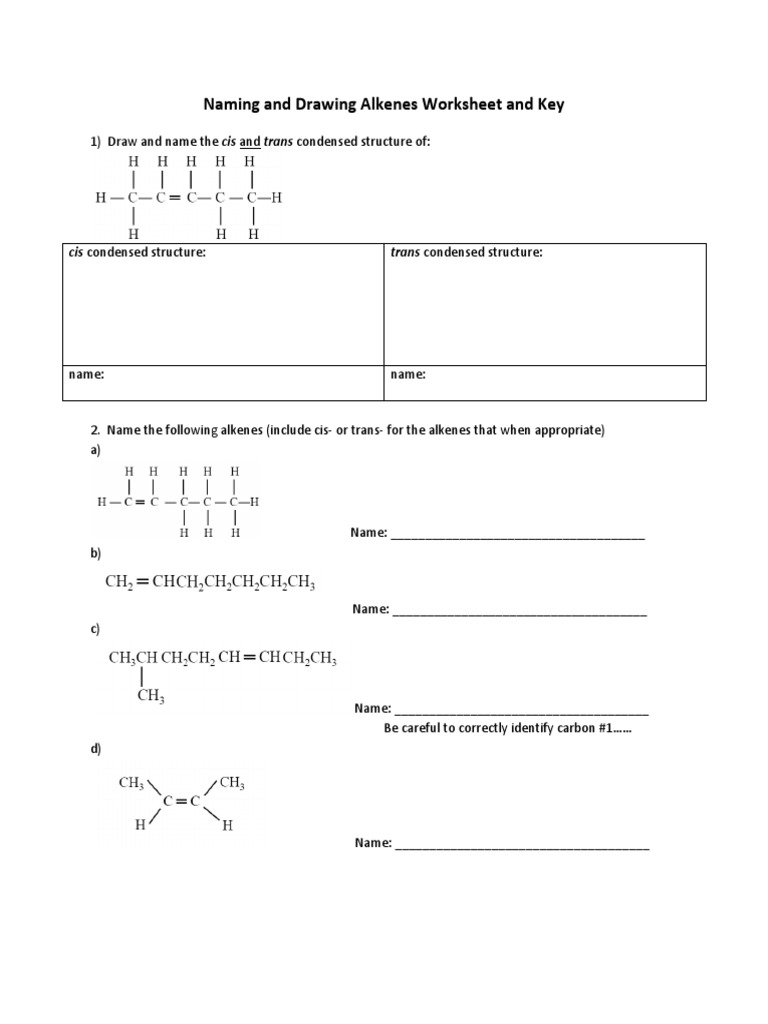 Alkanes Alkenes Alkynes Worksheet Naming Alkanes Alkenes And Alkynes