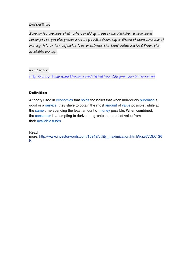 Understanding Utility Maximization in Economics | PDF