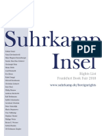 2018 FBF Suhrkamp Insel Foreign Rights Literary Fiction Academic Non Fiction