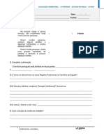 Avaliação trimestral de Estudo do Meio