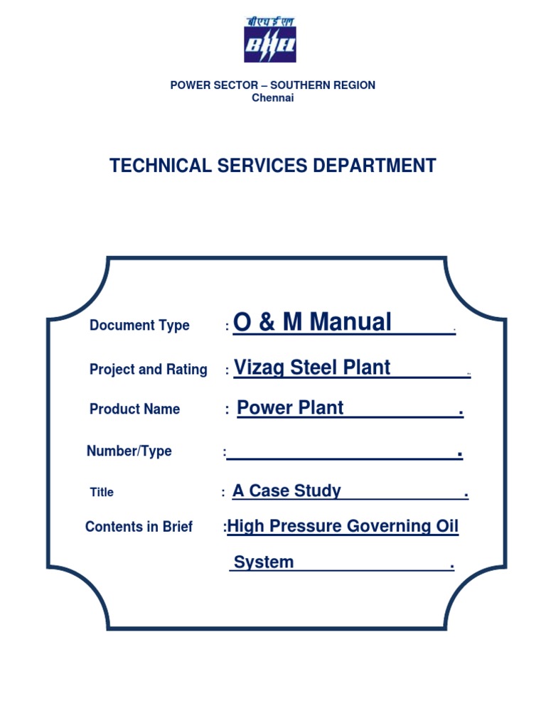Vizag Steel Plant Vizag Captive Power Plant High Pressure Governing Oil