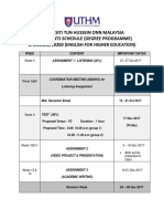 Universiti Tun Hussein Onn Malaysia Assessments Schedule (Degree Programme) Uhb10100/10200 (English For Higher Education)