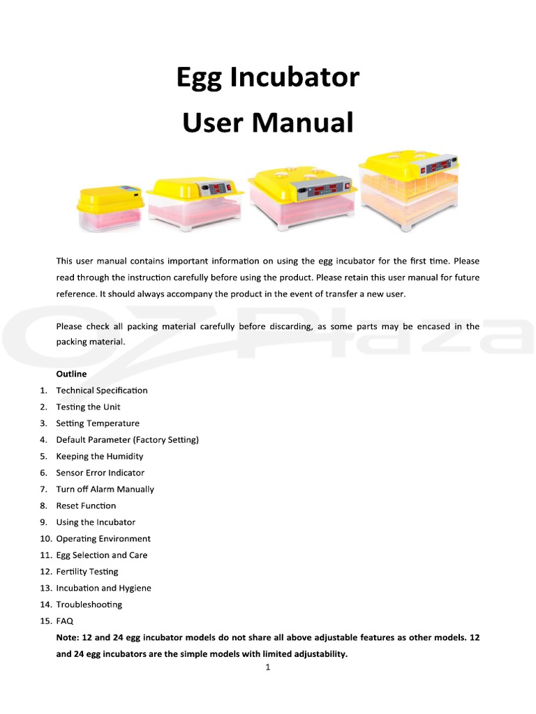 Egg Incubator User Manual