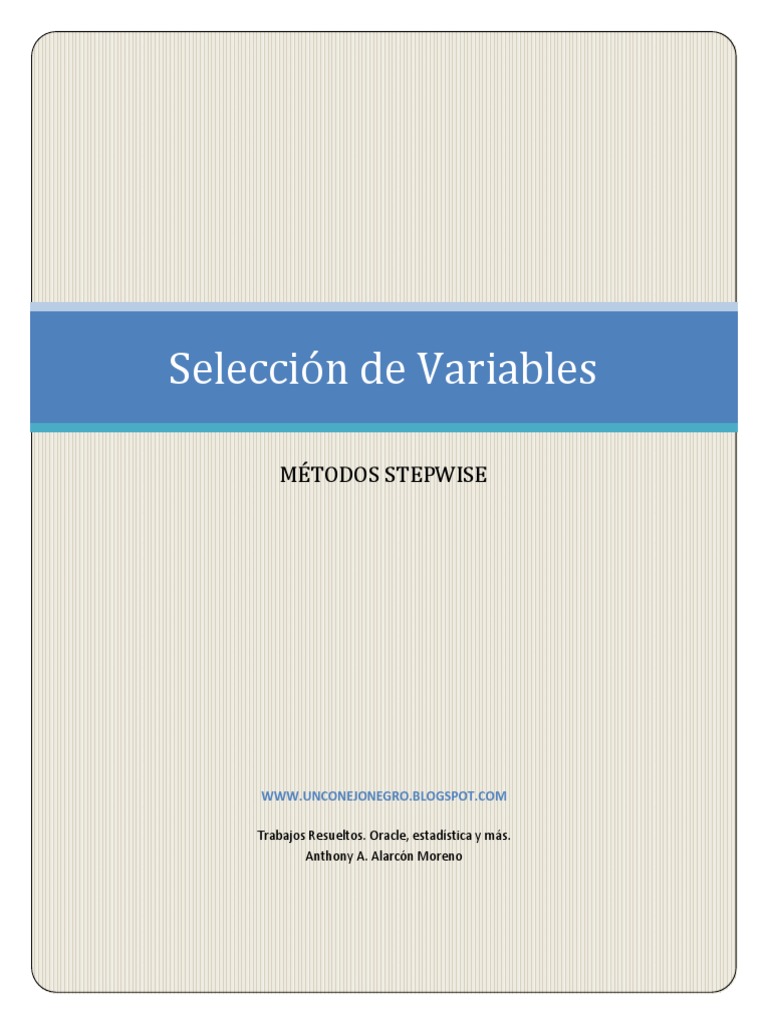 Seleccion de Variables Metodos Stepwise PDF Estadísticas Análisis