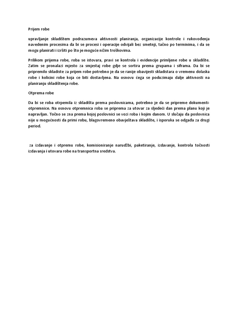 Prijem Robe | PDF