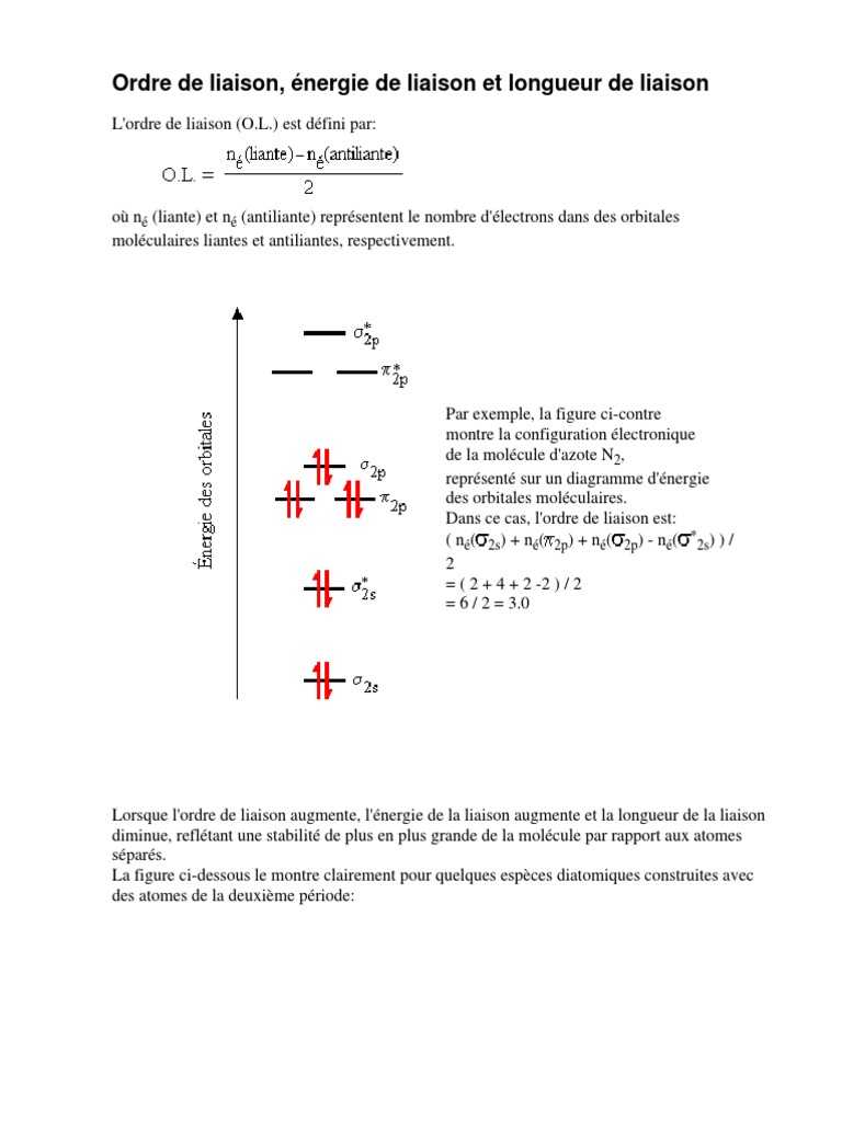 Ordre de liaison et stabilité moléculaire | PDF