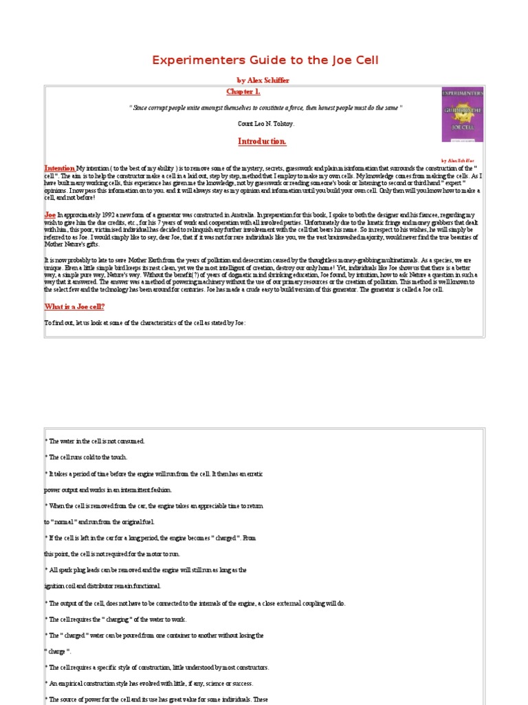 Joe Cell Construction Guide | PDF | Screw | Optics