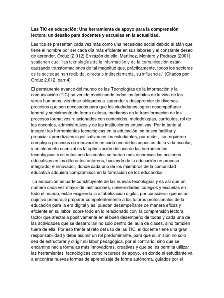 Las TIC en La Educación | PDF | Tecnología de información y ...
