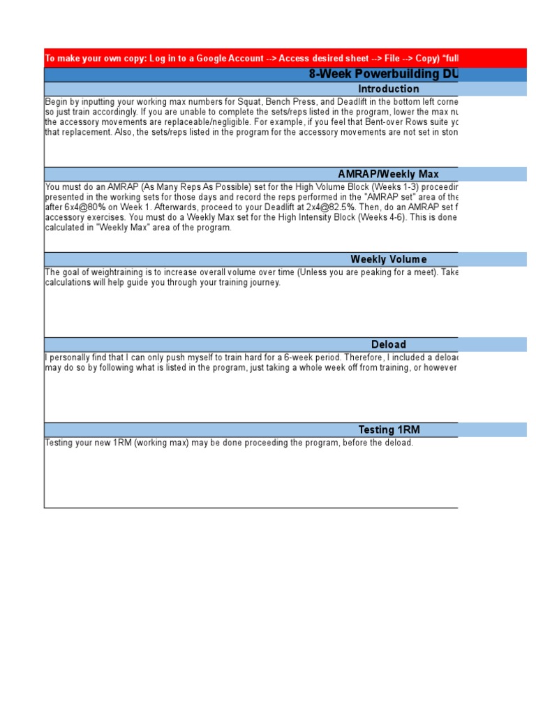 8-Week Powerbuilding DUP v.5.0 | PDF | Hobbies | Individual Sports