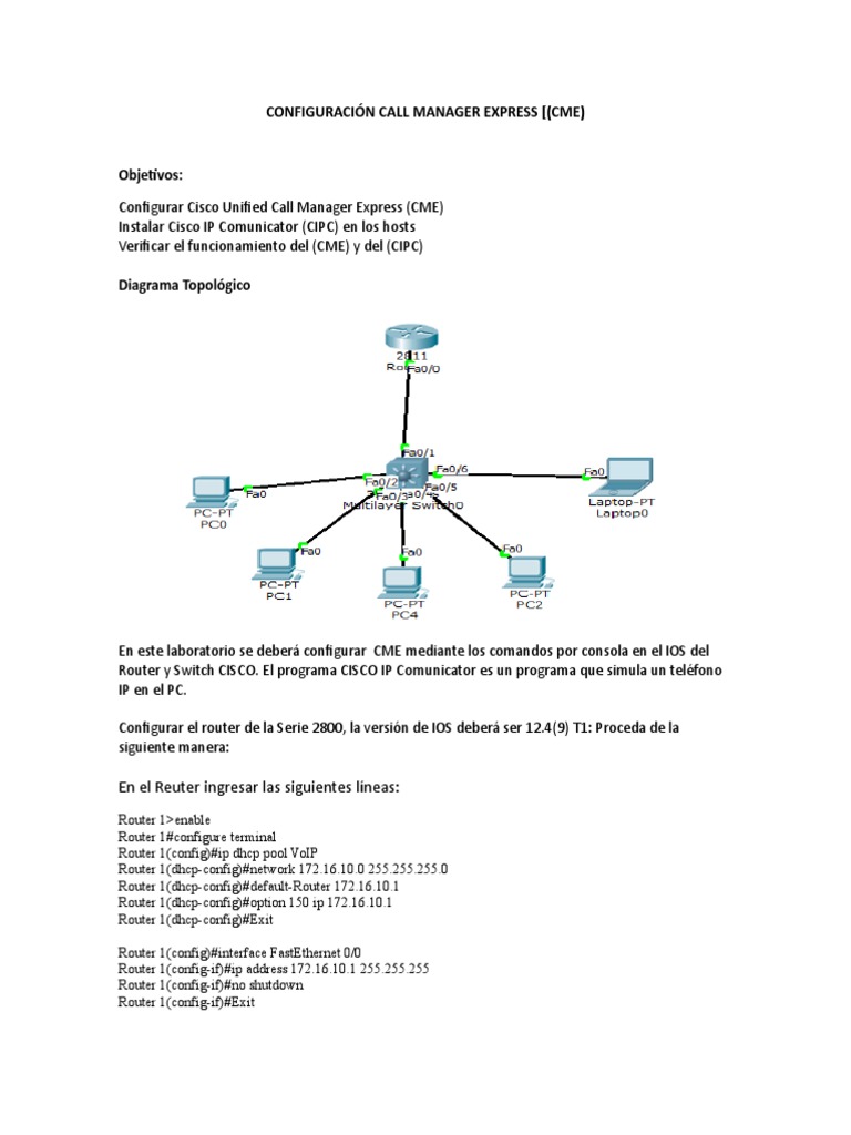 Configuración Call Manager Express | PDF | Enrutador (Computación ...