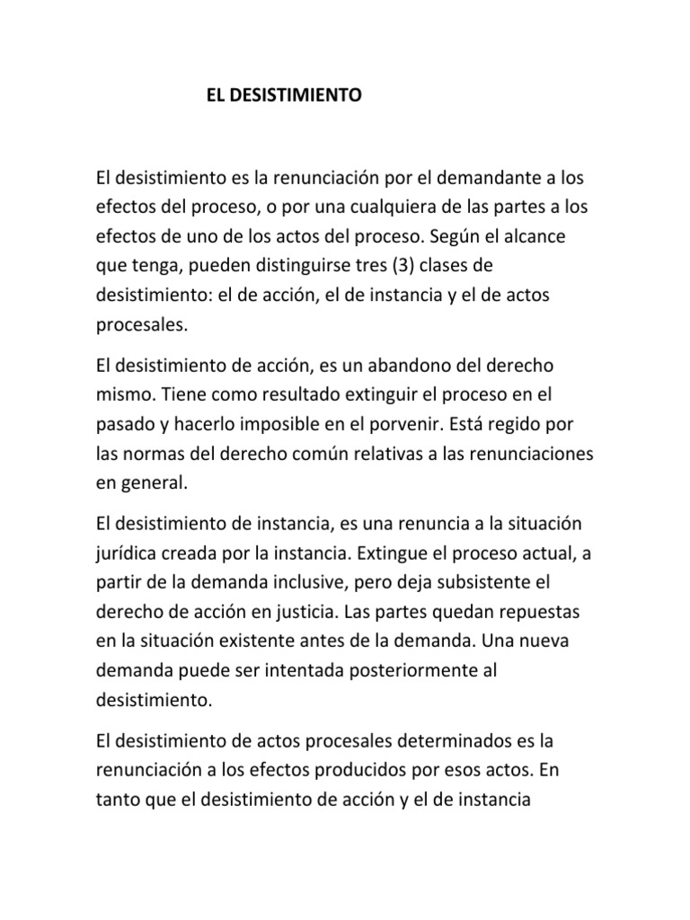 lechuga oportunidad Apariencia El Desistimiento | PDF | Procedimiento Civil | Ley procesal