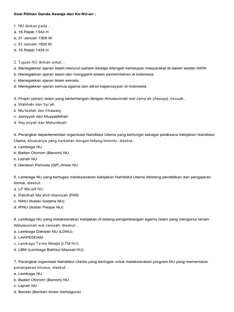 Download Contoh Soal Aliran Khawarij Jawaban Dikdasmen