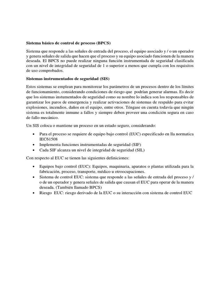 BPCS y Sis | PDF | Sistema de control | Seguridad