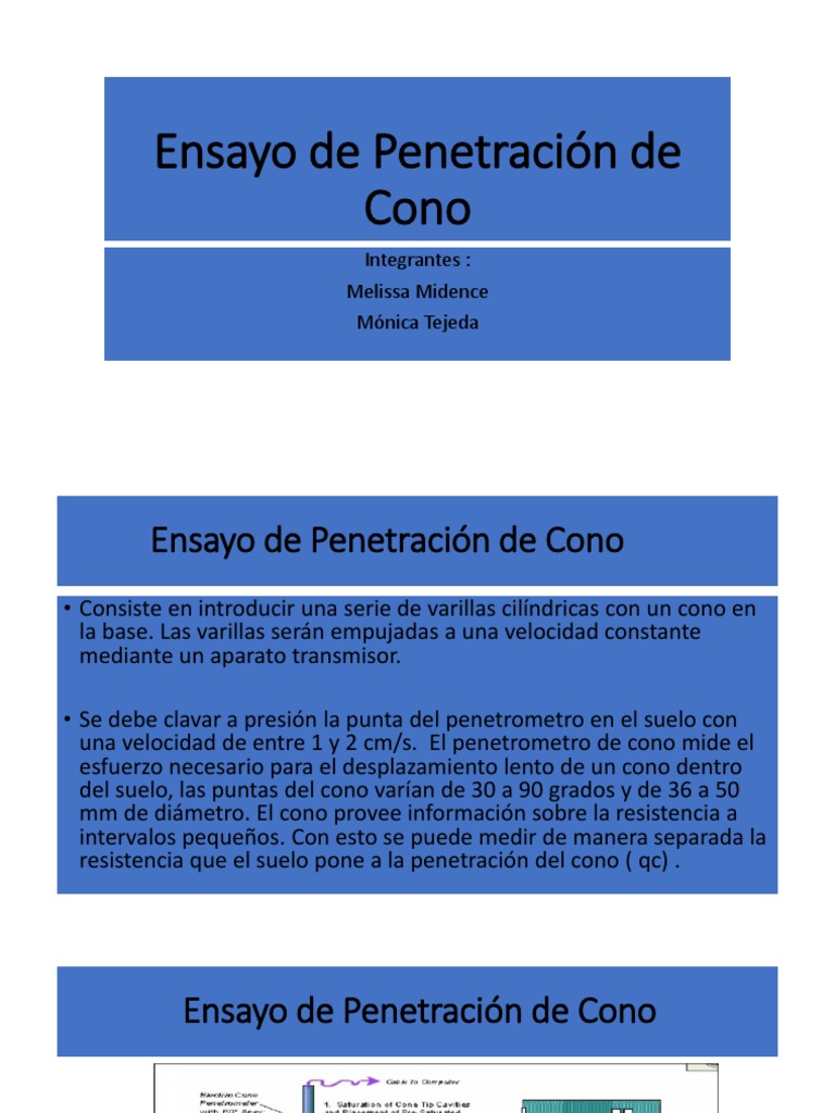 DIAPOSITIVAS Ensayo de de Cono PDF Fricción