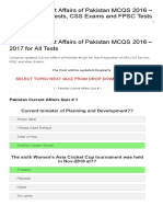 Updated Current Affairs of Pakistan MCQS 2016 - 2017 For NTS Tests, CSS Exams and FPSC Tests - Prospects E-Learning