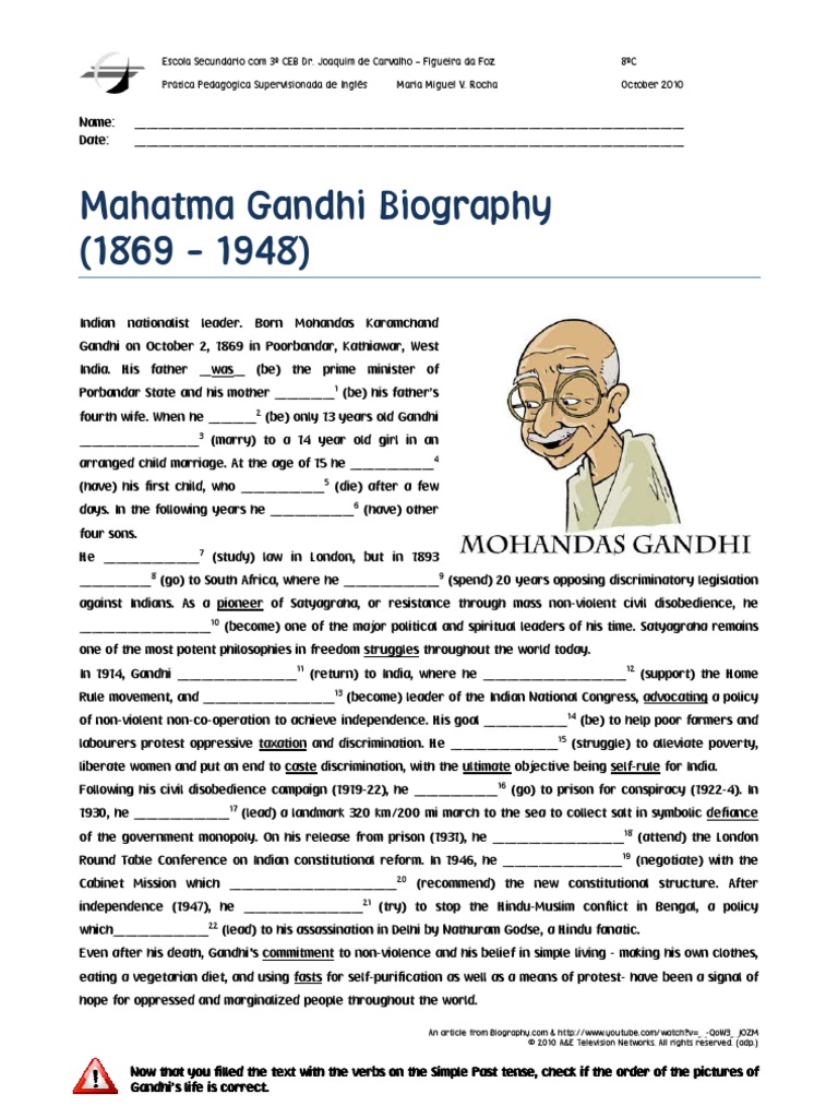 Gandhi Worksheet | Mahatma Gandhi | Indian Nationalism