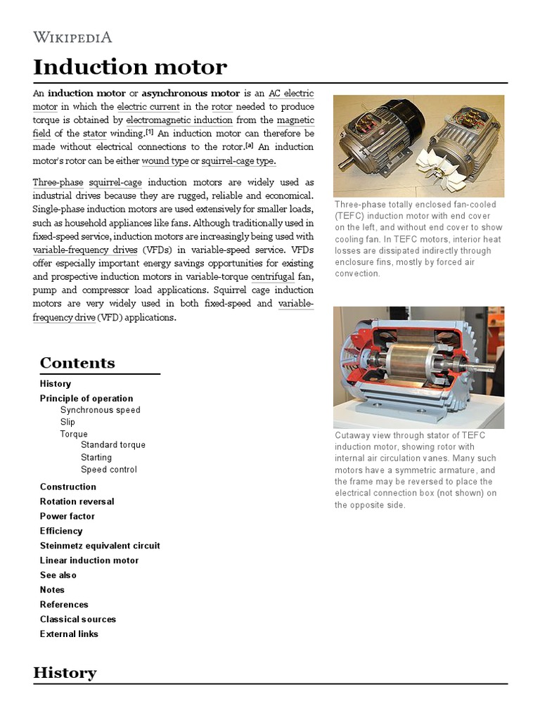 Induction Motor - Wikipedia | PDF | Magnetic Devices | Electrodynamics
