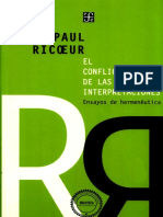 Paul Ricoeur. El Conflicto de Las Interpretaciones
