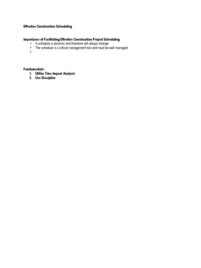 Effective Construction Scheduling | PDF | Career & Growth