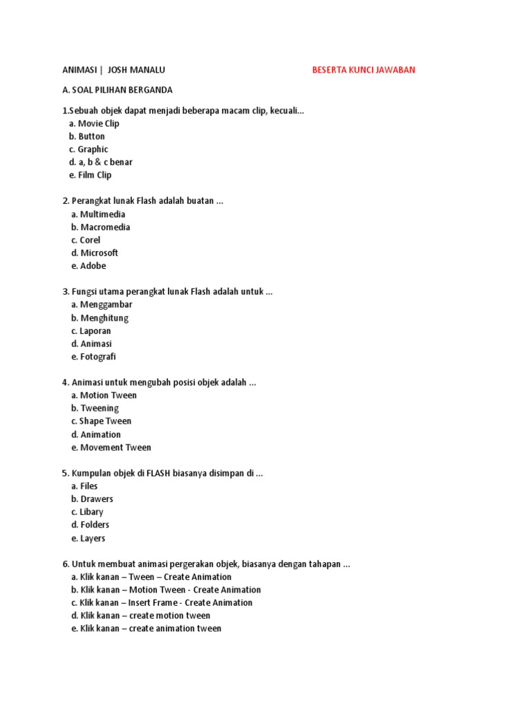 Soal Animasi Stopmotion
