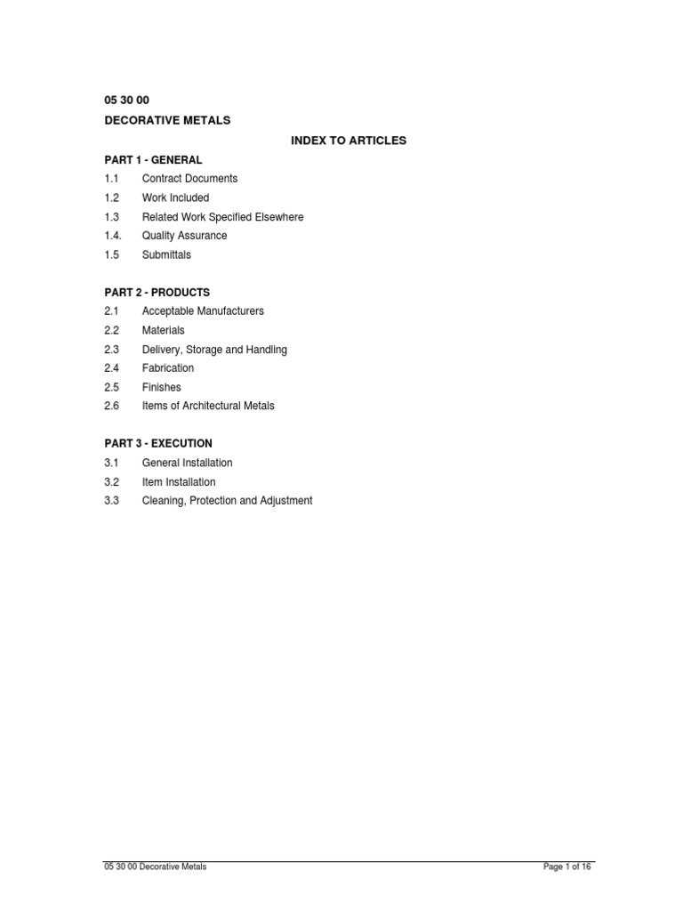 Ornamental Metals Specifications Guide | PDF | Screw | Welding