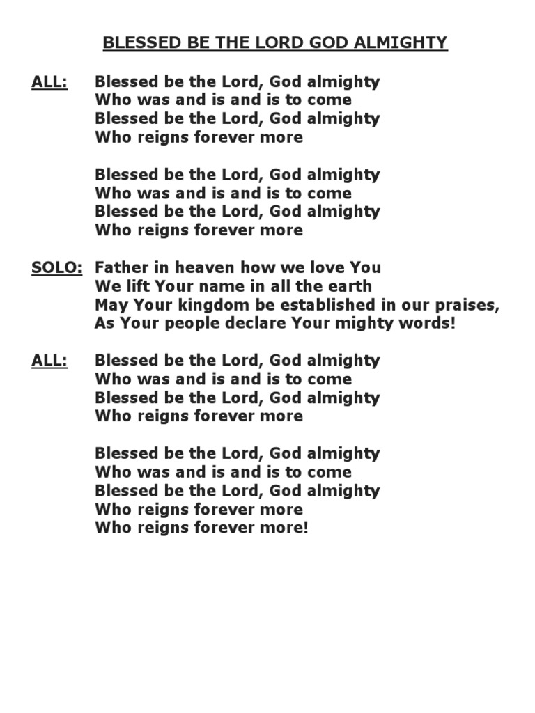 Blessed Be the Lord God Almighty