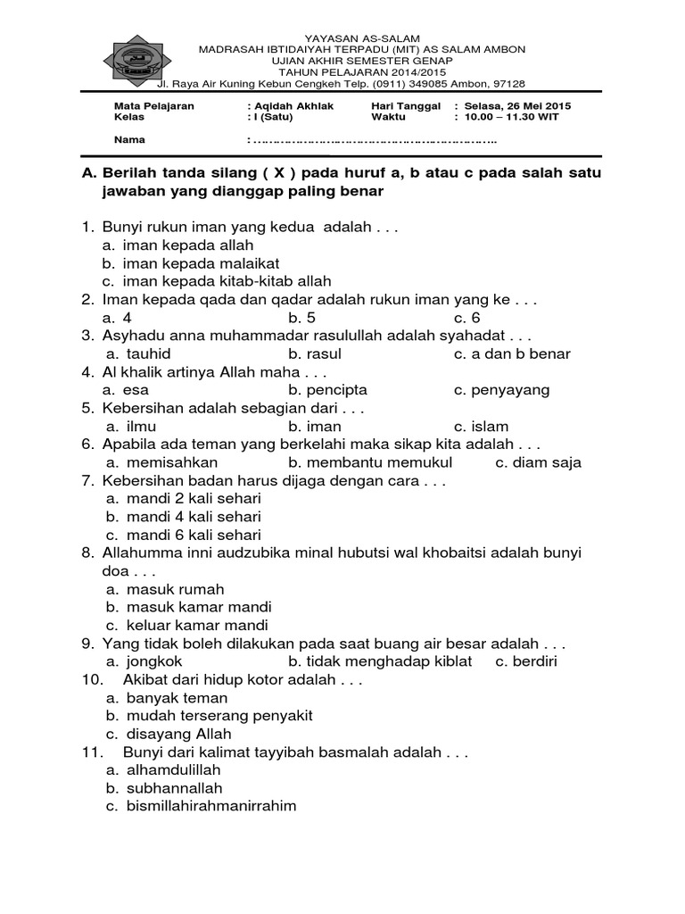 39++ Soal akhlak untuk anak tpa info