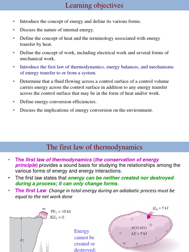Lecture 06 First Law of Thermodynamics and Energy Balance Heat