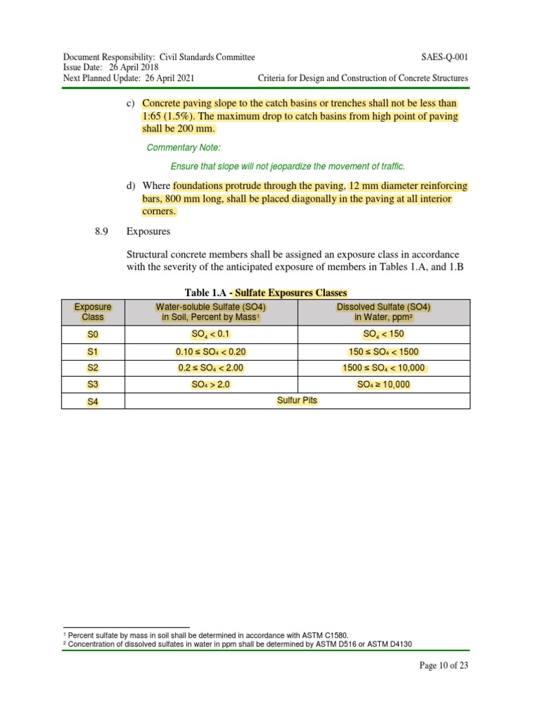 Concrete Exposure Classifications Guide | PDF | Concrete | Horticulture ...