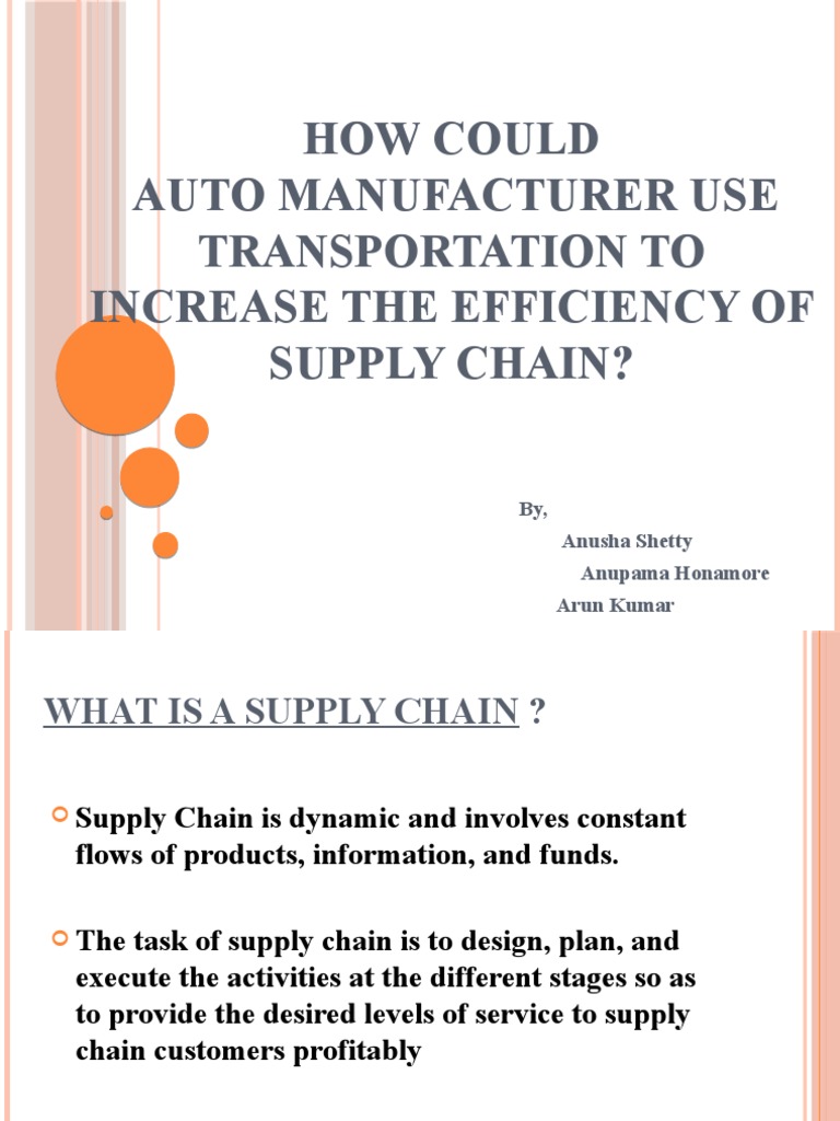Efficient Transportation in Auto Supply Chains | PDF | Supply Chain ...