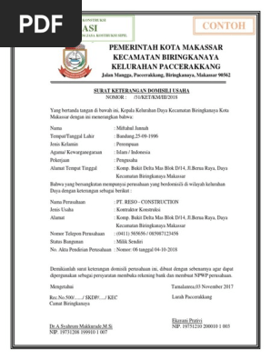Surat Keterangan Domisili Usaha