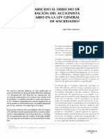 Ha Desaparecido El Derecho de Separación Del Accionista Minoritario en La Ley General de Sociedades - Julio Salas