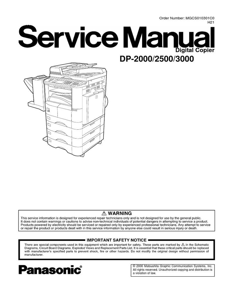 Panasonic DP2500 SM PM | PDF | Fax | Paper
