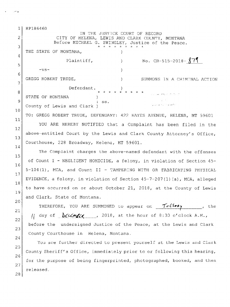 Complaint Summons 181129