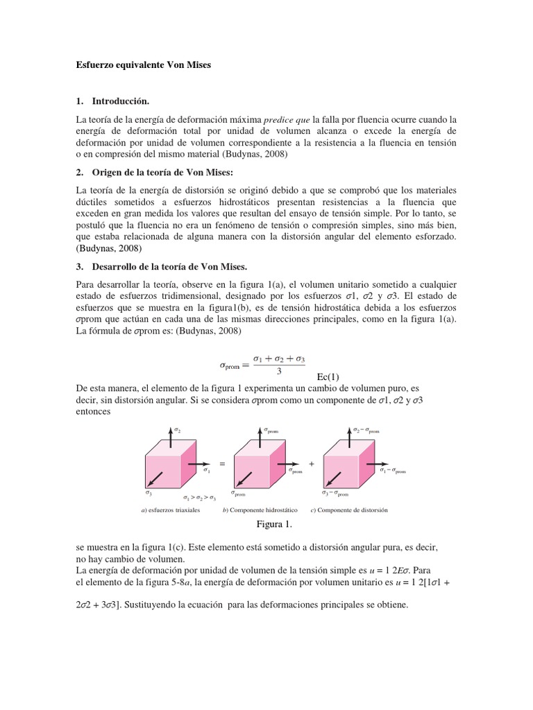 Esfuerzo Equivalente de Von Mises PDF Estrés (Mecánica) Ecuaciones — free download